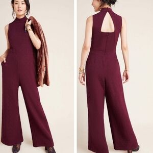 Eva Franco Anthropologie plum jumpsuit women's medium petite NWT